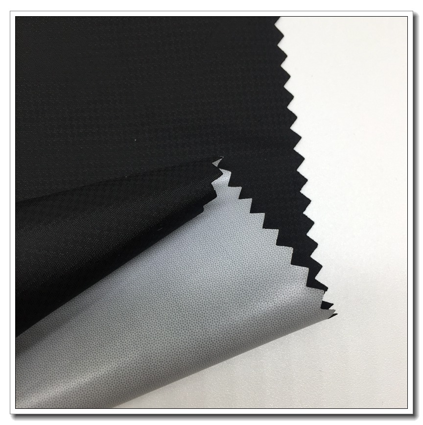 380T POLYESTER RIPSTOP CATIONIC FABRIC WITH WHITE FILM 8672